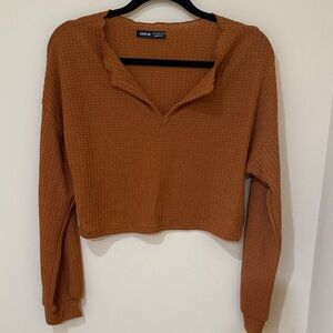 SHEIN Rust Textured women’s Crop Top long sleeves Size 8 - 10